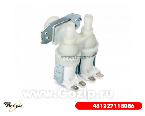 Клапан впускной 2x90 для стиральной машины Whirlpool - 481227118086